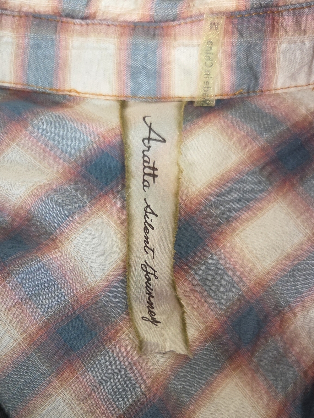 Aratta Silent Journey Women's Maxi Dress - Blue & Rust Plaid, Floral - Picture 2 of 10